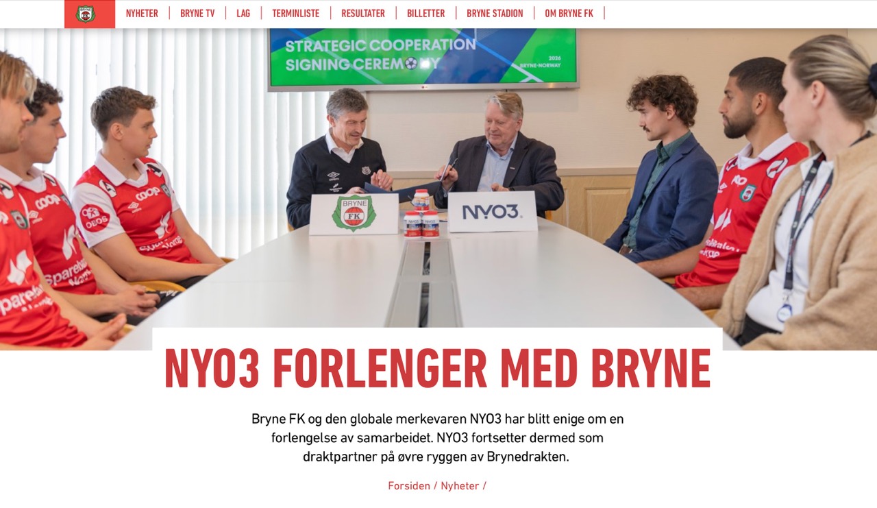 NYO3磷虾油再获挪威甲级联赛球队Bryne FK认可，320余项安全检测定义专业品质